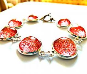 Galaxy Light Red Bracelet Garden of England Jewellery made with Glass Cabochons