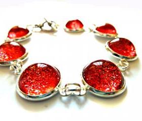 Galaxy Red Bracelet Garden of England Jewellery made with Glass Cabochons