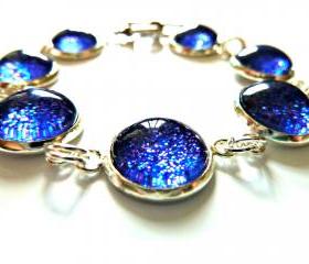 Galaxy Dark Blue Bracelet Garden of England Jewellery made with Glass Cabochons