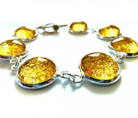 Galaxy Golden Bracelet Garden of England Jewellery made with Glass Cabochons