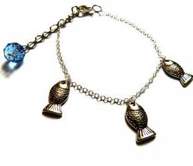 Fish Bracelet Garden of England Jewellery made with Glass Cabochons hand made