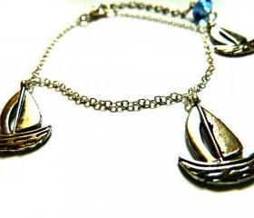 Boat Bracelet Garden of England Jewellery made with Glass Cabochons hand made