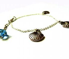 Shell Bracelet Garden of England Jewellery made with Glass Cabochons hand made
