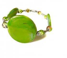 Sprayed shell bracelet peacock collection green