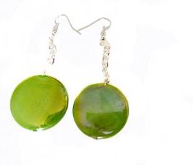Sprayed shell Earrings peacock collection green