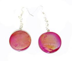 Sprayed shell Earrings peacock collection pink