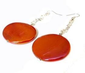 Sprayed shell Earrings peacock collection orange