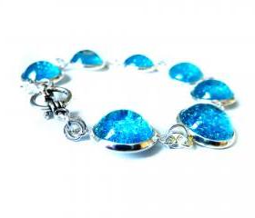 Galaxy Blue Bracelet Garden of England Jewellery made with Glass Cabochons